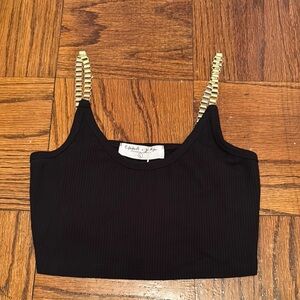 Emma & Sam Black and Gold Sleeveless Camisole Crop Top
